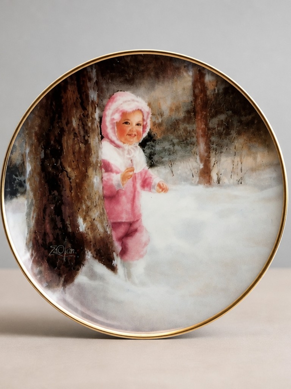 Donald Zolan 'Snowy Adventure' 1993 Miniature Plate